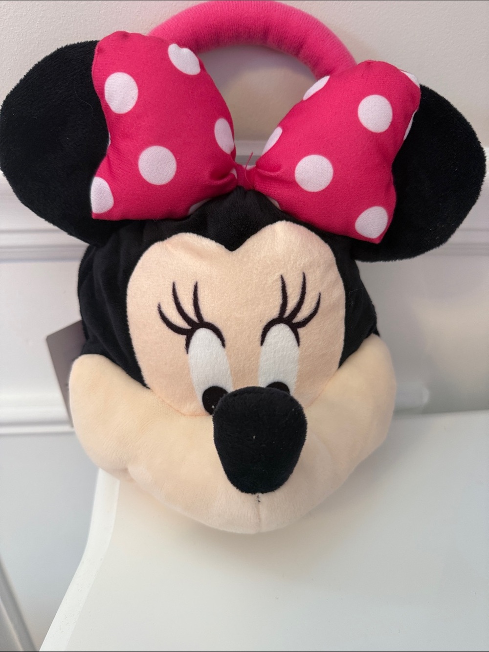 Plush Minnie Mouse-Style Pink Polka Dot Bow Handbag